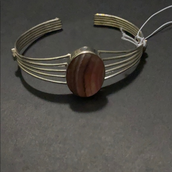 Genuine Rose Agate Sterling Silver Cuff - Picture 3 of 6